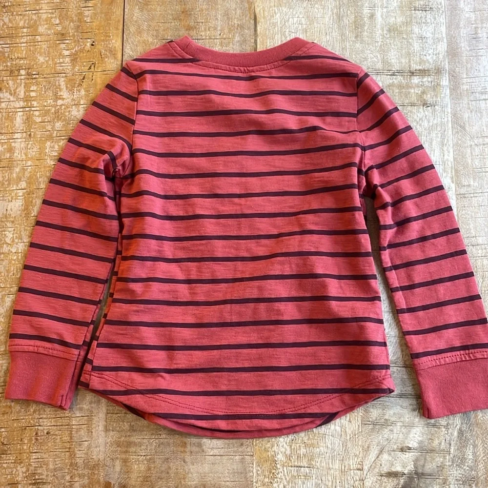 Old Navy Red and Black Striped Long Sleeve Pocket Tee